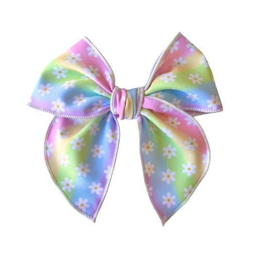 Pastel Rainbow Daisies Fable Bow