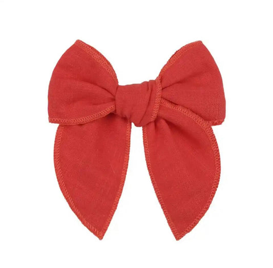Coral Linen Bow