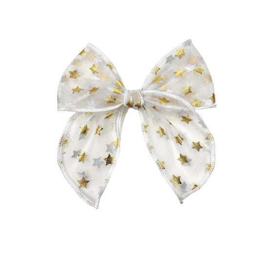 White with Gold Stars Organza
