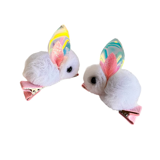 White Mini Bunnies Clip Set