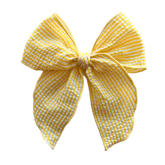 Yellow Striped Seersucker Fable Bow