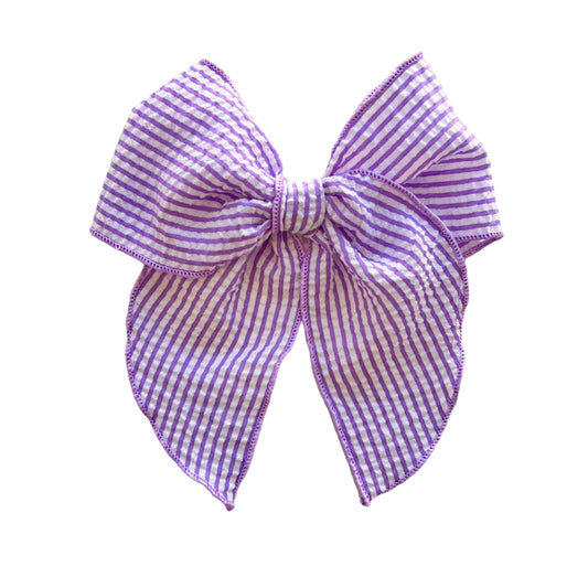 Purple Striped Seersucker Fable Bow