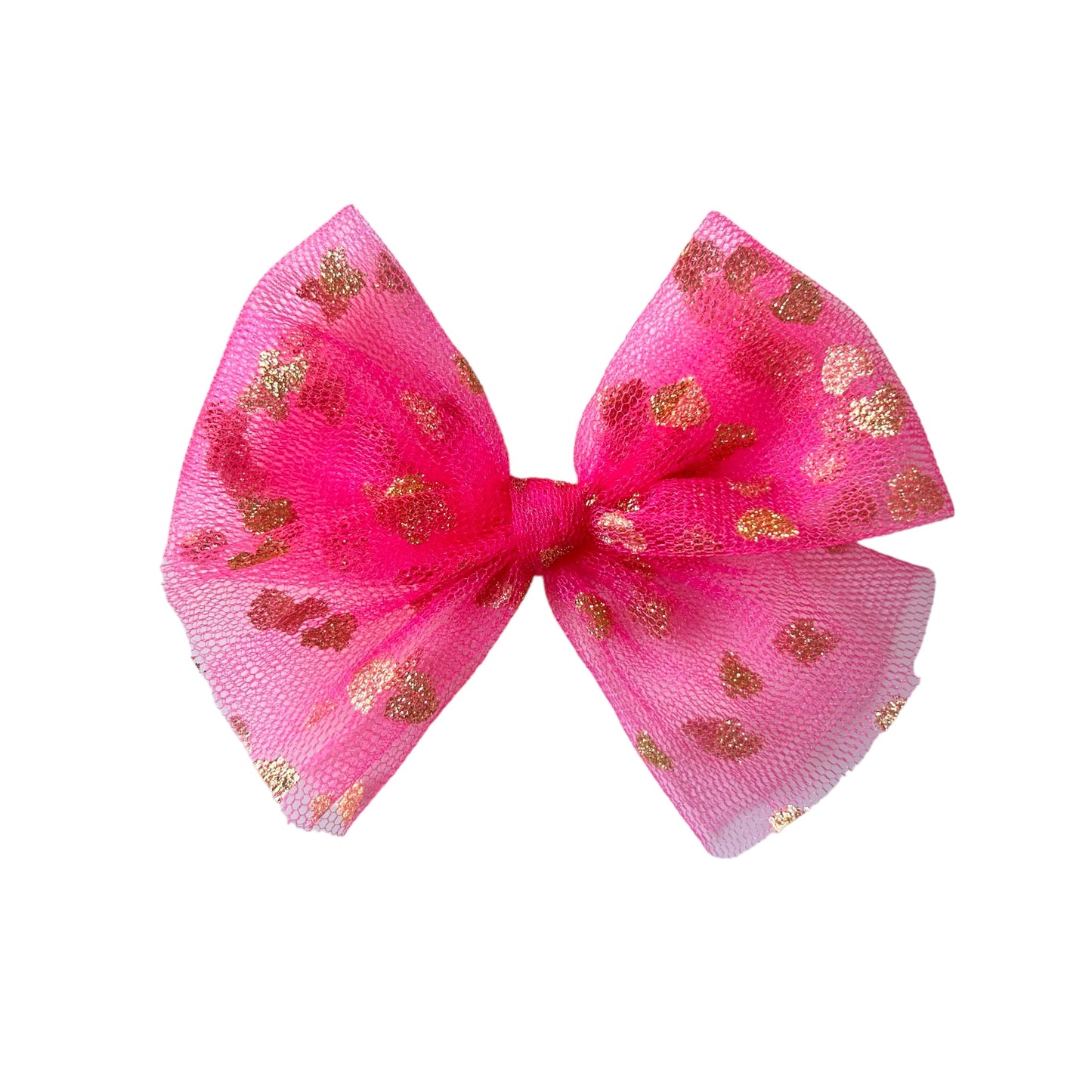 Gold heart Pink Tulle Bow