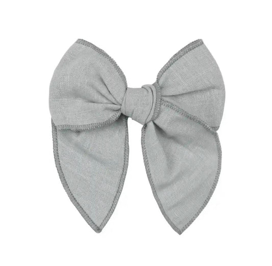 Grey Linen Bow