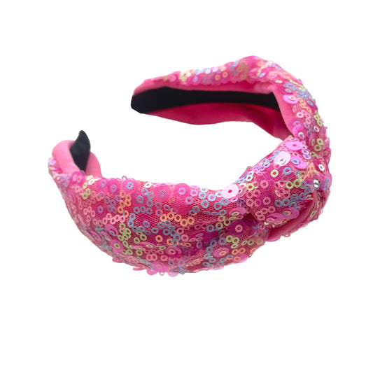 Pink Wide Sequin Headband