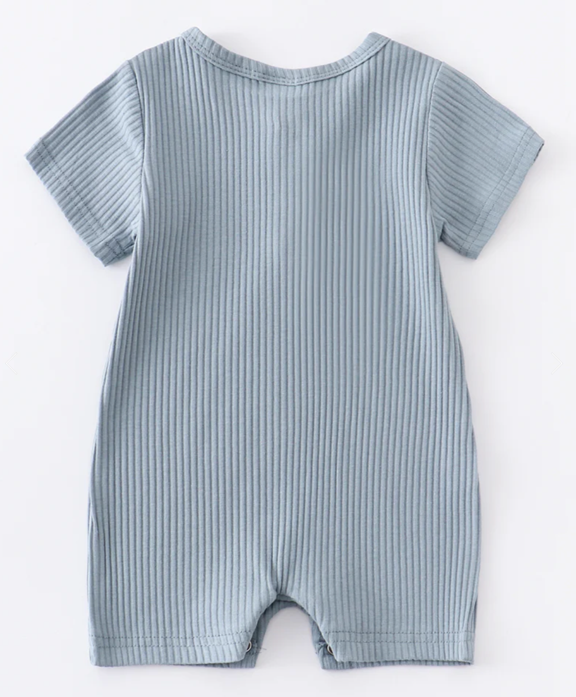 Blue Button Ribbed Baby Romper