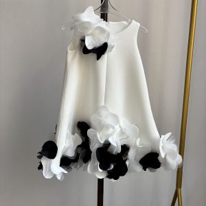 White Embroidered Girl Dress with Pink Accents J073 - view 28