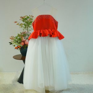 White and Black Flower Girl Dress with Beaded Bodice and Tulle Skirt J388 - view 18