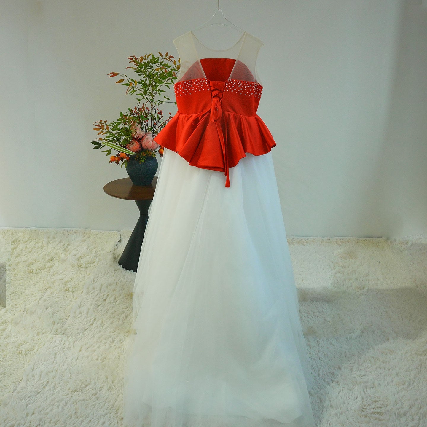 White and Black Flower Girl Dress with Beaded Bodice and Tulle Skirt J388 - view 19