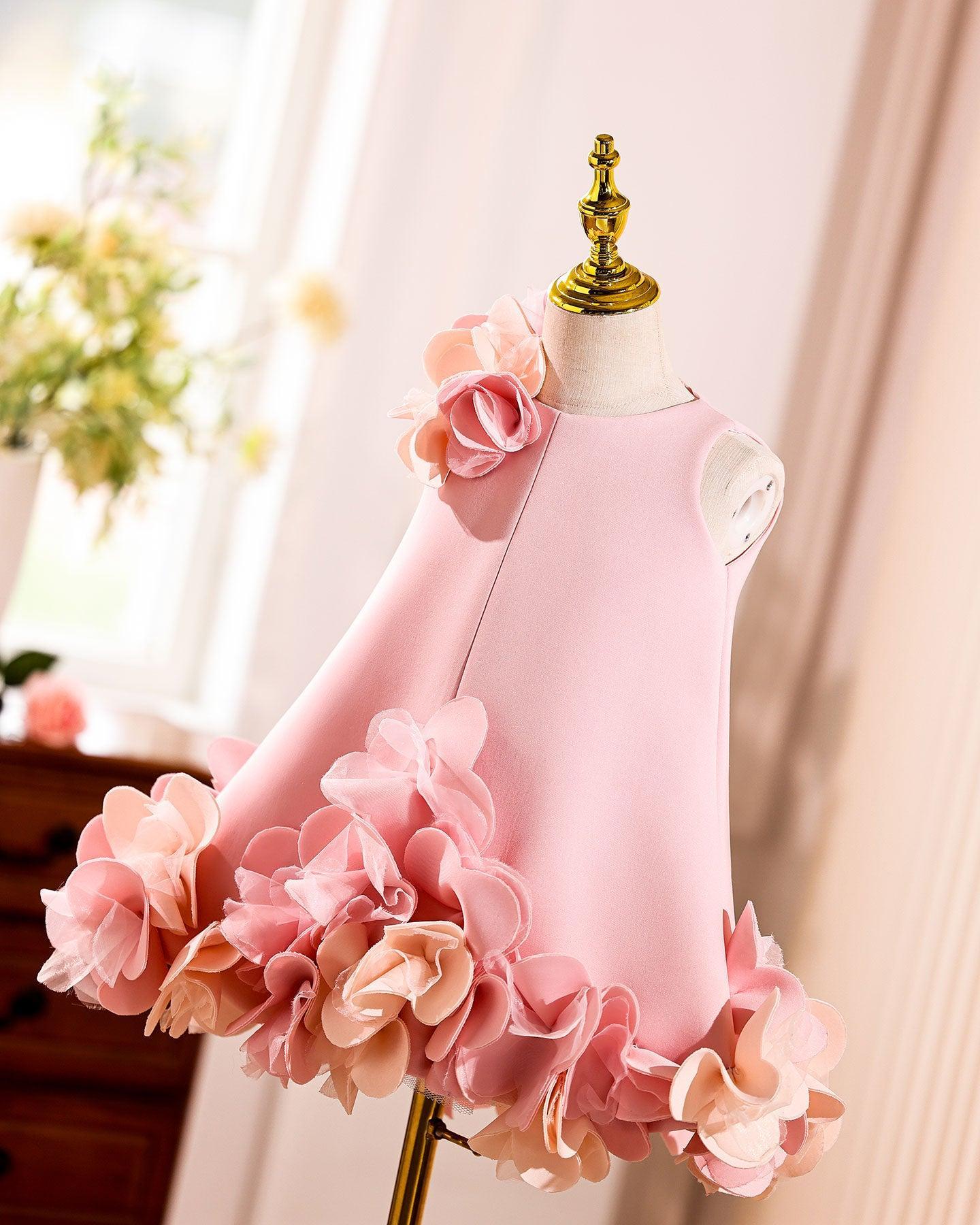 White Embroidered Girl Dress with Pink Accents J073 - view 6