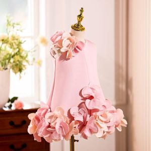 White Embroidered Girl Dress with Pink Accents J073 - view 3