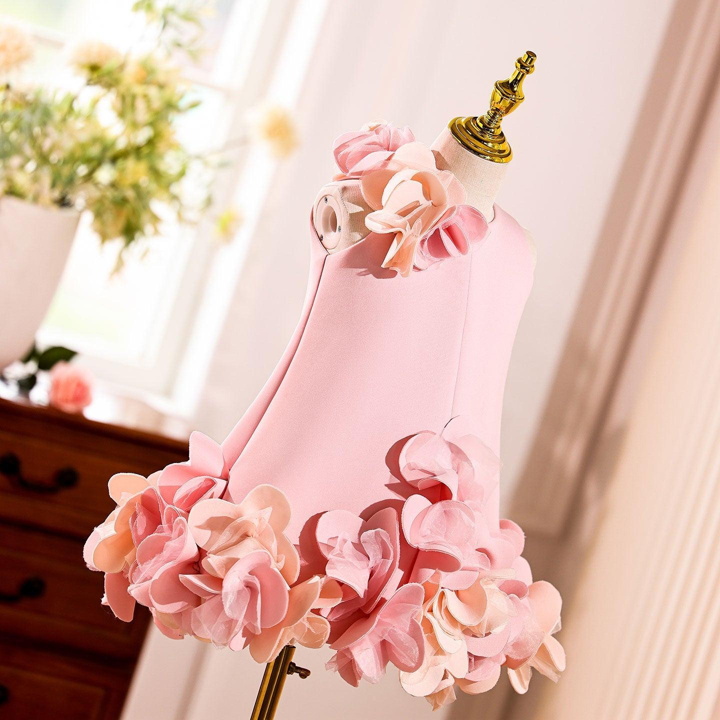 White Embroidered Girl Dress with Pink Accents J073 - view 5