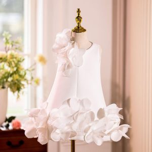 White Embroidered Girl Dress with Pink Accents J073 - view 12