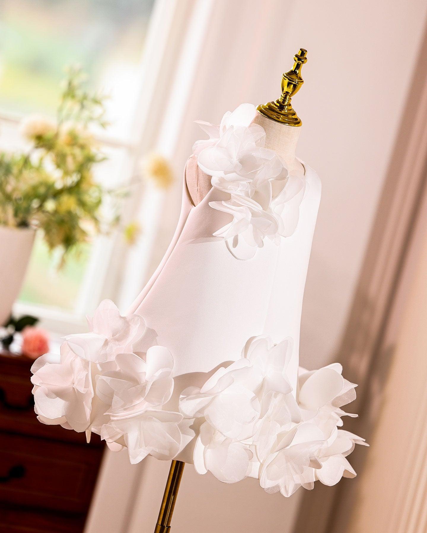 White Embroidered Girl Dress with Pink Accents J073 - view 15