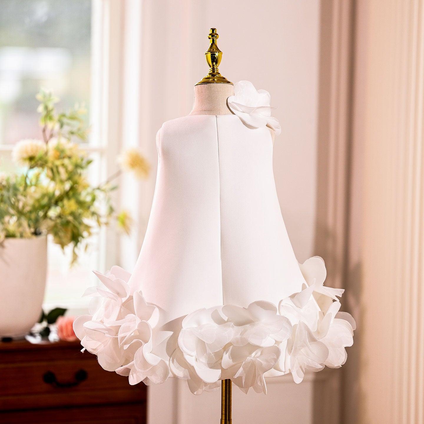 White Embroidered Girl Dress with Pink Accents J073 - view 16