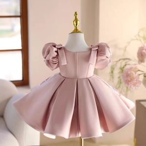 Pink Applique Flower Girl Dress for Toddler Birthday Parties J483 - view 5