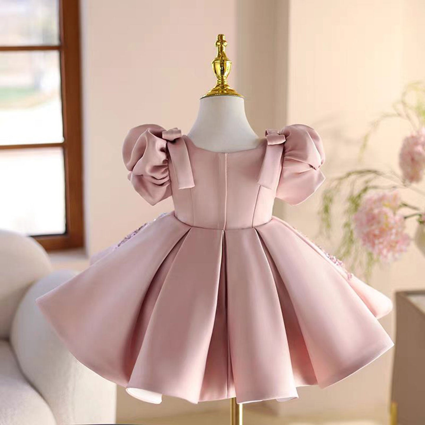 Pink Applique Flower Girl Dress for Toddler Birthday Parties J483 - view 5