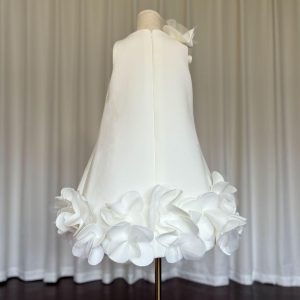 White Embroidered Girl Dress with Pink Accents J073 - view 27