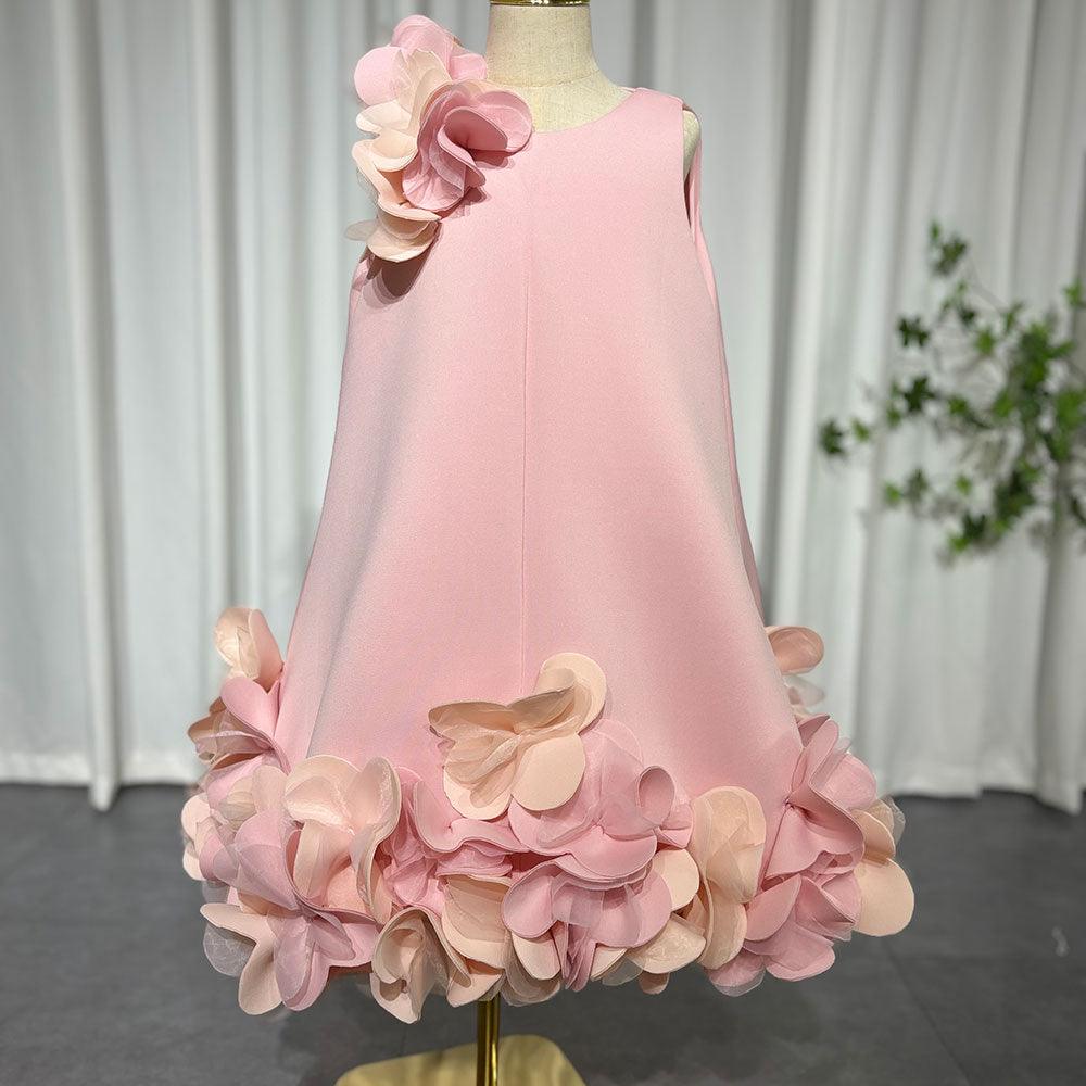 White Embroidered Girl Dress with Pink Accents J073 - view 18