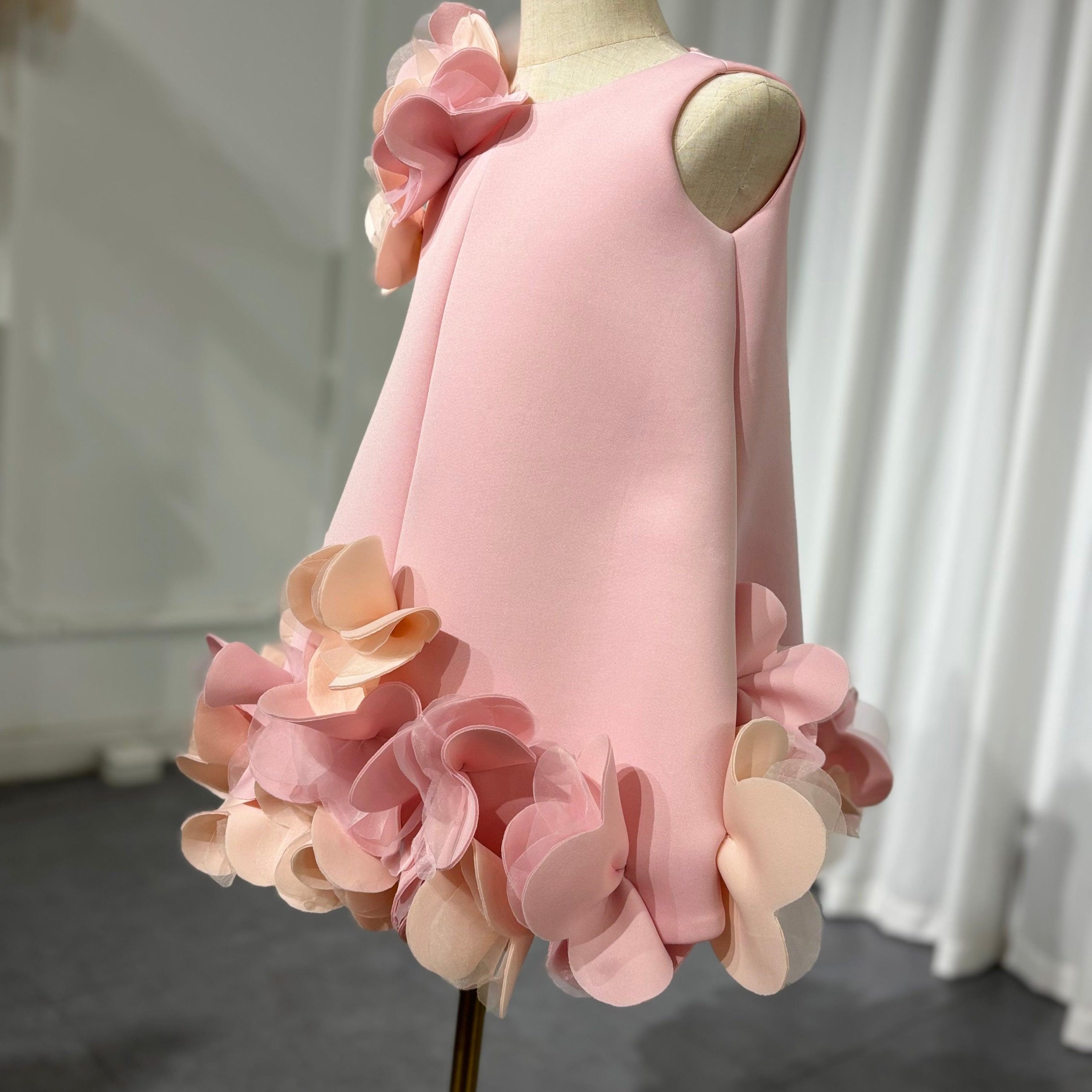 White Embroidered Girl Dress with Pink Accents J073 - view 20