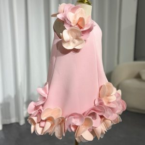 White Embroidered Girl Dress with Pink Accents J073 - view 21