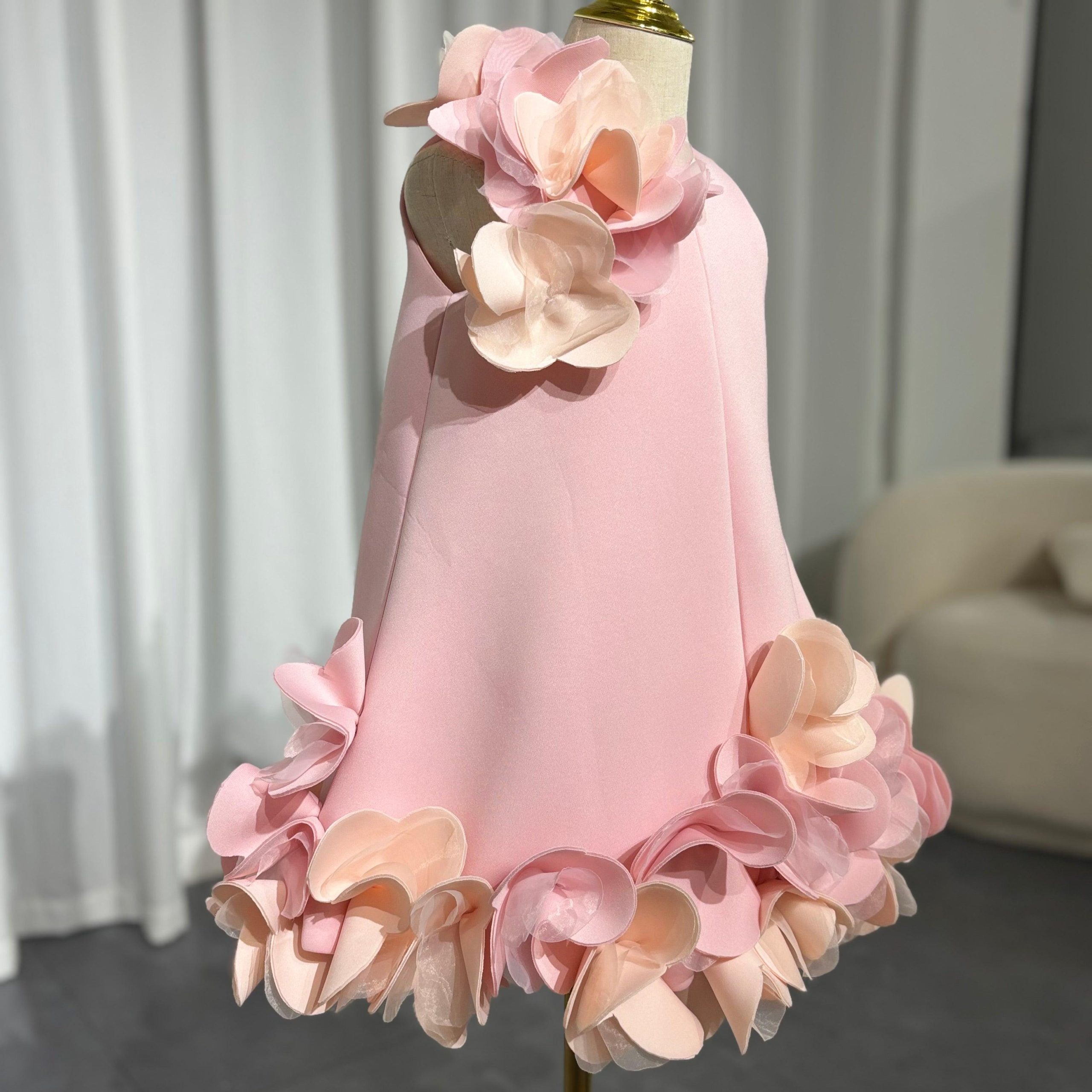 White Embroidered Girl Dress with Pink Accents J073 - view 21
