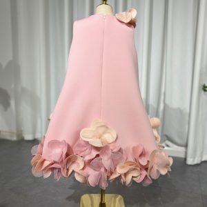 White Embroidered Girl Dress with Pink Accents J073 - view 23