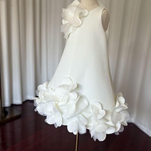 White Embroidered Girl Dress with Pink Accents J073 - view 25