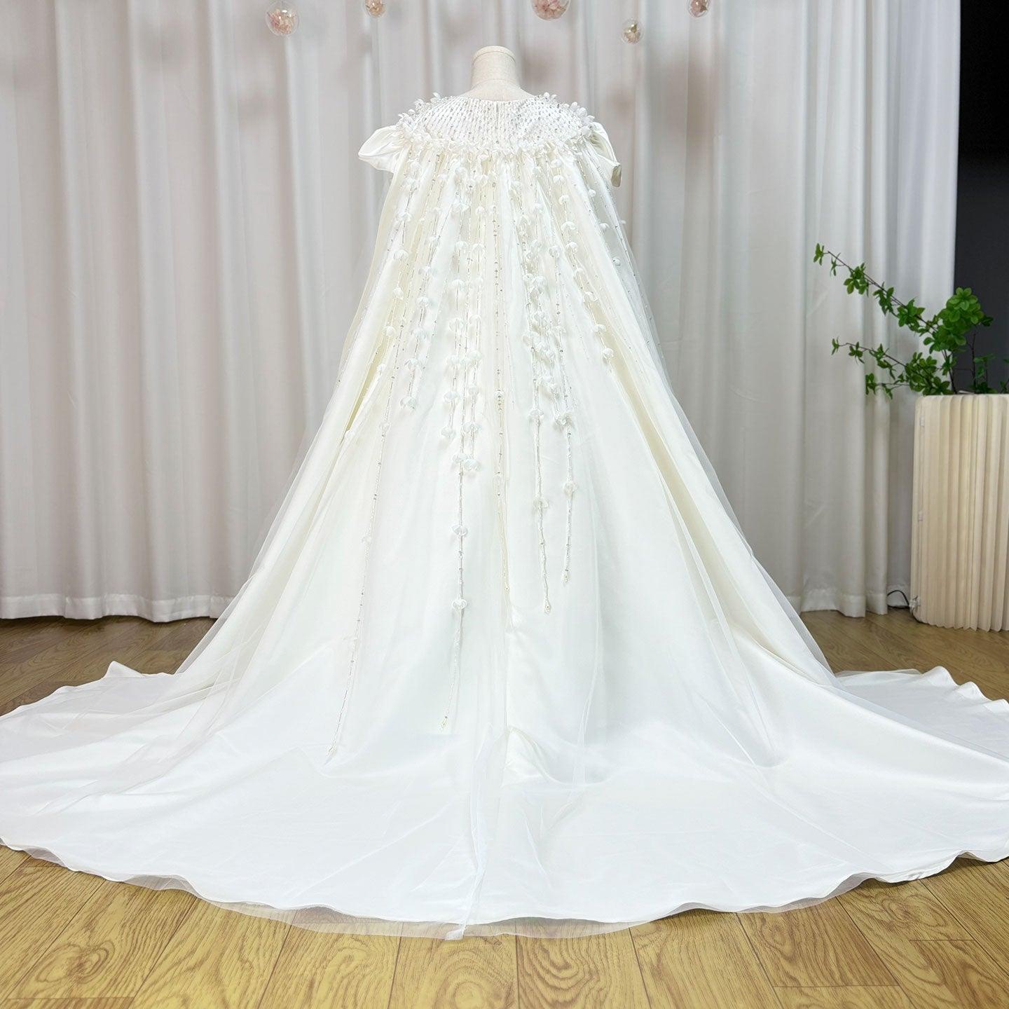 White Beaded Pearl Satin Flower Girl Ball Gown J153 - view 11