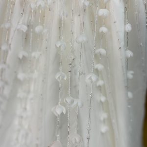 White Beaded Pearl Satin Flower Girl Ball Gown J153 - view 12