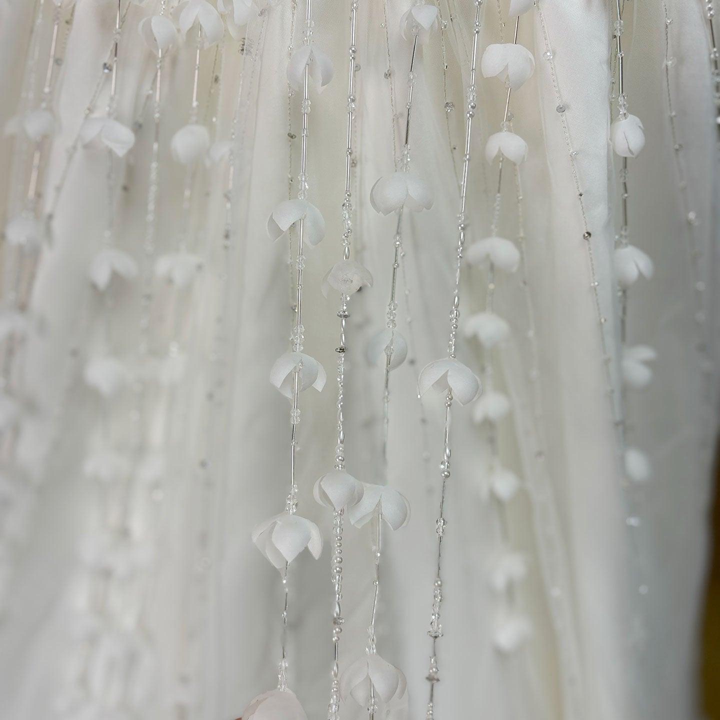 White Beaded Pearl Satin Flower Girl Ball Gown J153 - view 12