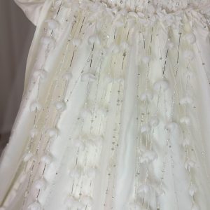 White Beaded Pearl Satin Flower Girl Ball Gown J153 - view 13