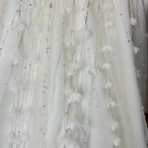 White Beaded Pearl Satin Flower Girl Ball Gown J153 - view 8