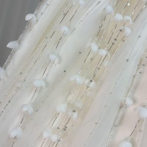 White Beaded Pearl Satin Flower Girl Ball Gown J153 - view 9