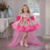 Sequin Floral Flower Girl Dress with Tulle Train J886