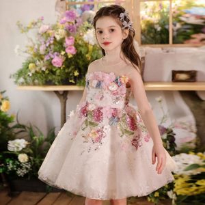 Floral Flower Girl Dress Knee-Length Pageant and Party Dress J404A - view 2
