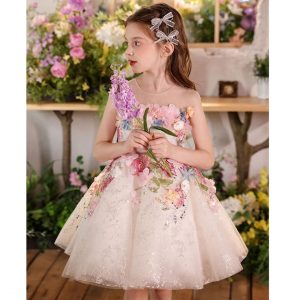 Floral Flower Girl Dress Knee-Length Pageant and Party Dress J404A - view 3