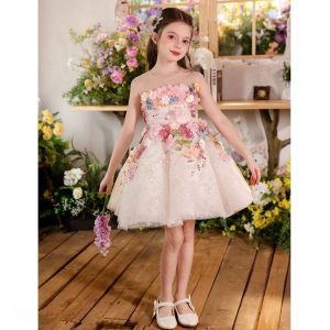 Floral Flower Girl Dress Knee-Length Pageant and Party Dress J404A - view 5