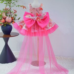 Sequin Floral Flower Girl Dress with Tulle Train J886 - view 7