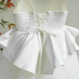 White and Black Flower Girl Dress with Beaded Bodice and Tulle Skirt J388 - view 11