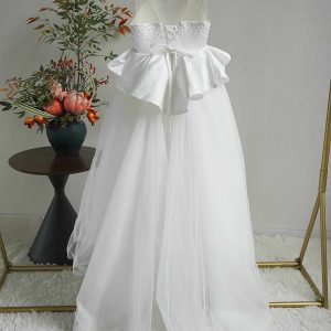 White and Black Flower Girl Dress with Beaded Bodice and Tulle Skirt J388 - view 9