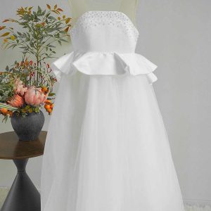White and Black Flower Girl Dress with Beaded Bodice and Tulle Skirt J388 - view 8