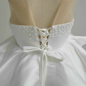White and Black Flower Girl Dress with Beaded Bodice and Tulle Skirt J388 - view 7