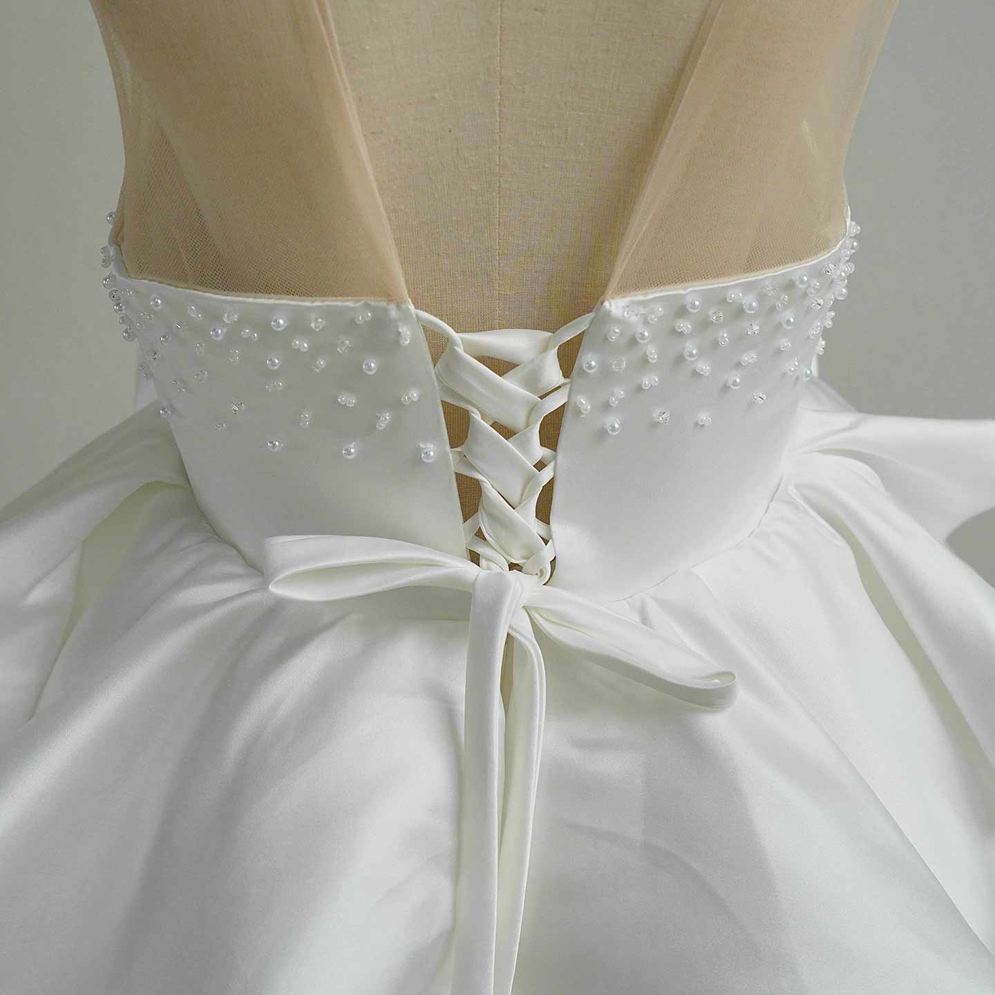 White and Black Flower Girl Dress with Beaded Bodice and Tulle Skirt J388 - view 7