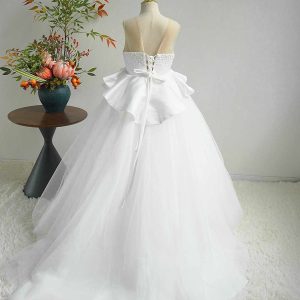 White and Black Flower Girl Dress with Beaded Bodice and Tulle Skirt J388 - view 3