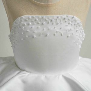 White and Black Flower Girl Dress with Beaded Bodice and Tulle Skirt J388 - view 6