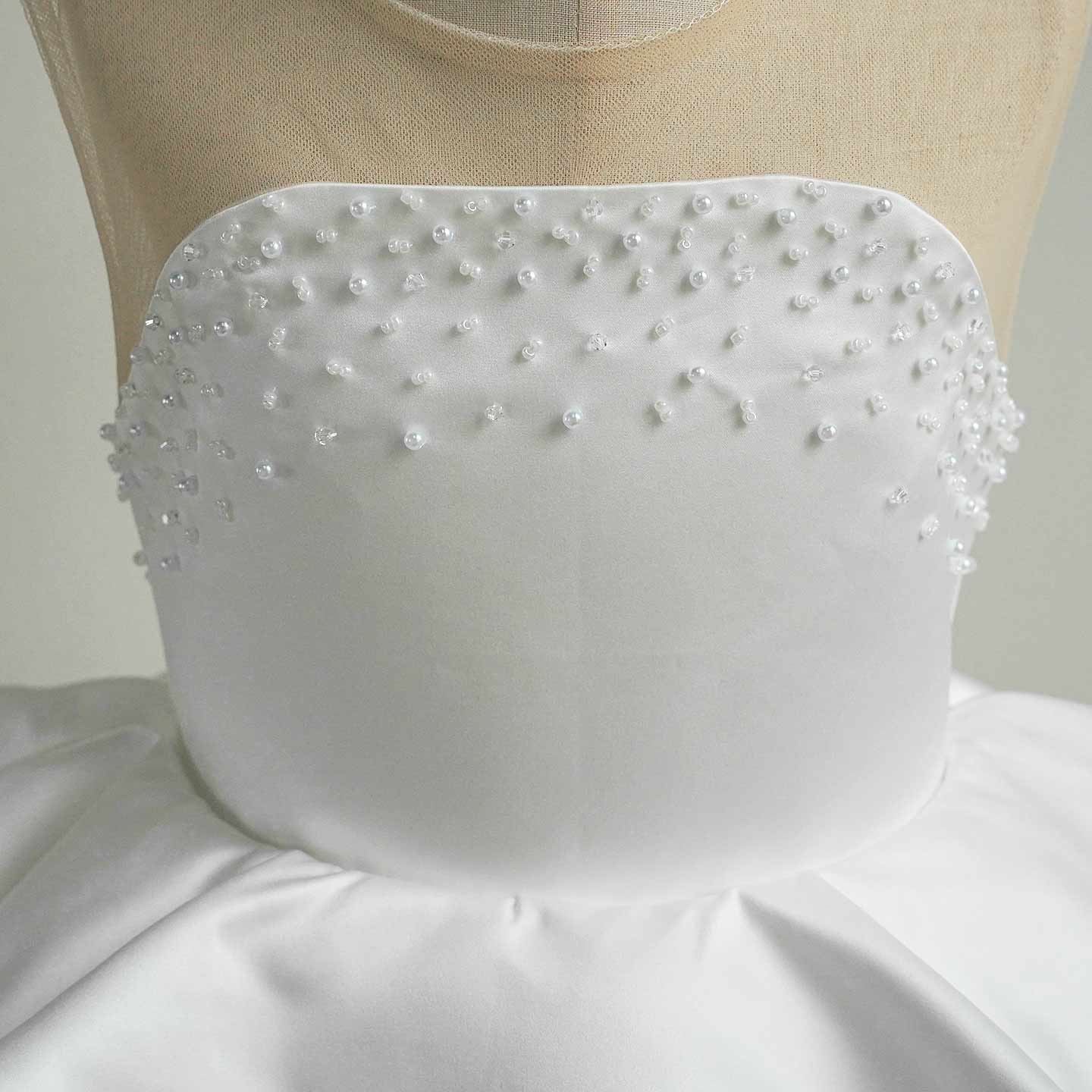 White and Black Flower Girl Dress with Beaded Bodice and Tulle Skirt J388 - view 6