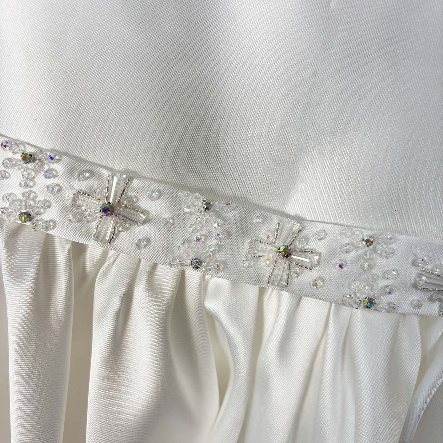 Dusty Pink Beaded Flower Girl Dress with Cap Sleeves and Handmade Flowers - view 14